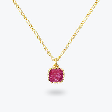 Pozlacený stříbrný řetízek s rubínem Cubinho - Ag925