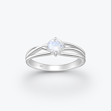 Stříbrný prsten s broušeným měsíčním kamenem - Ag925