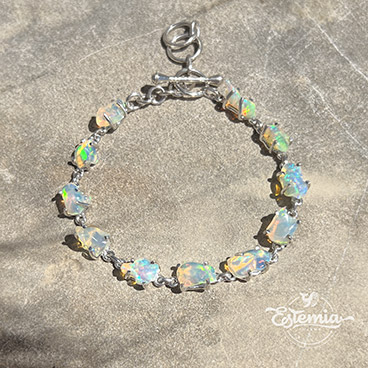 Stříbrný náramek s opálem raw - Ag925