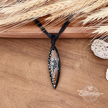 Dřevěný náhrdelník Surf s ještěrkou