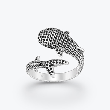 Stříbrný prsten Žralok obrovský nastavitelný - Ag925