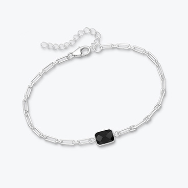 Stříbrný řetízkový náramek s broušeným onyxem - Ag925