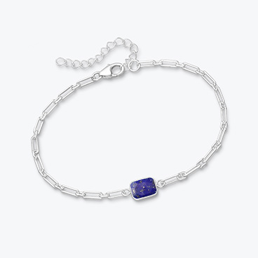 Stříbrný řetízkový náramek s broušeným lapis lazuli - Ag925