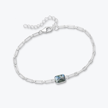 Stříbrný řetízkový náramek s broušeným labradoritem - Ag925