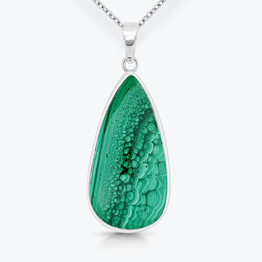 Stříbrný řetízek s malachitem Kapka - Ag925