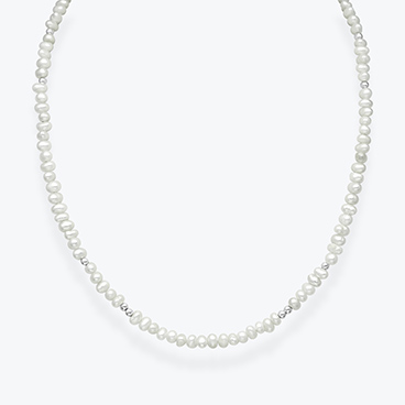 Náhrdelník z říčních perel se stříbrnými korálky - Ag925