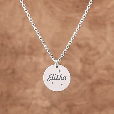 Stříbrný řetízek s gravírováním jména na přání s hvězdičkami - Ag925