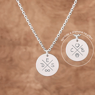 Stříbrný řetízek s gravírováním křížku, písmen a symbolů - Ag925