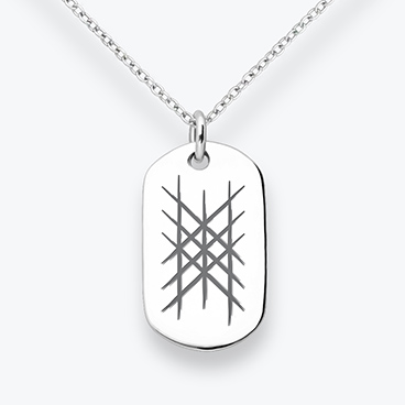 Stříbrný řetízek „psí známka“ s rytím Web of Wyrd - Ag925