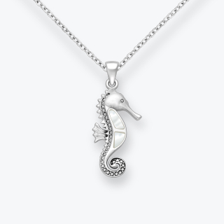 Stříbrný řetízek Mořský koník s perletí - Ag925