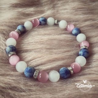 Minerální náramek z jaspisu, matného nefritu a kočičího oka