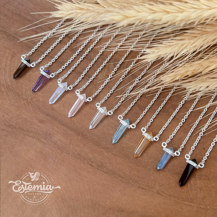 Stříbrný řetízek krystal mini Citrín a topaz - Ag925