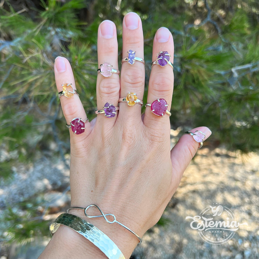 Stříbrný prsten Tanzanit raw nastavitelný - Ag925