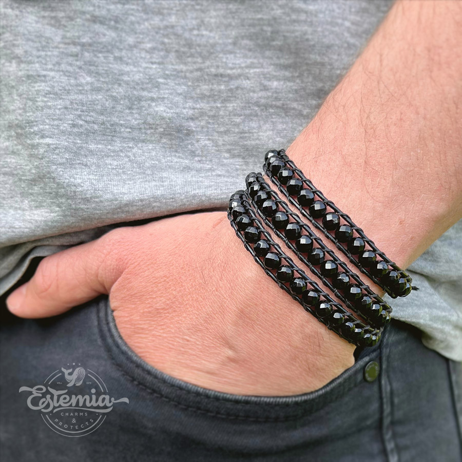 Dvojitý wrap náramek z broušeného onyxu